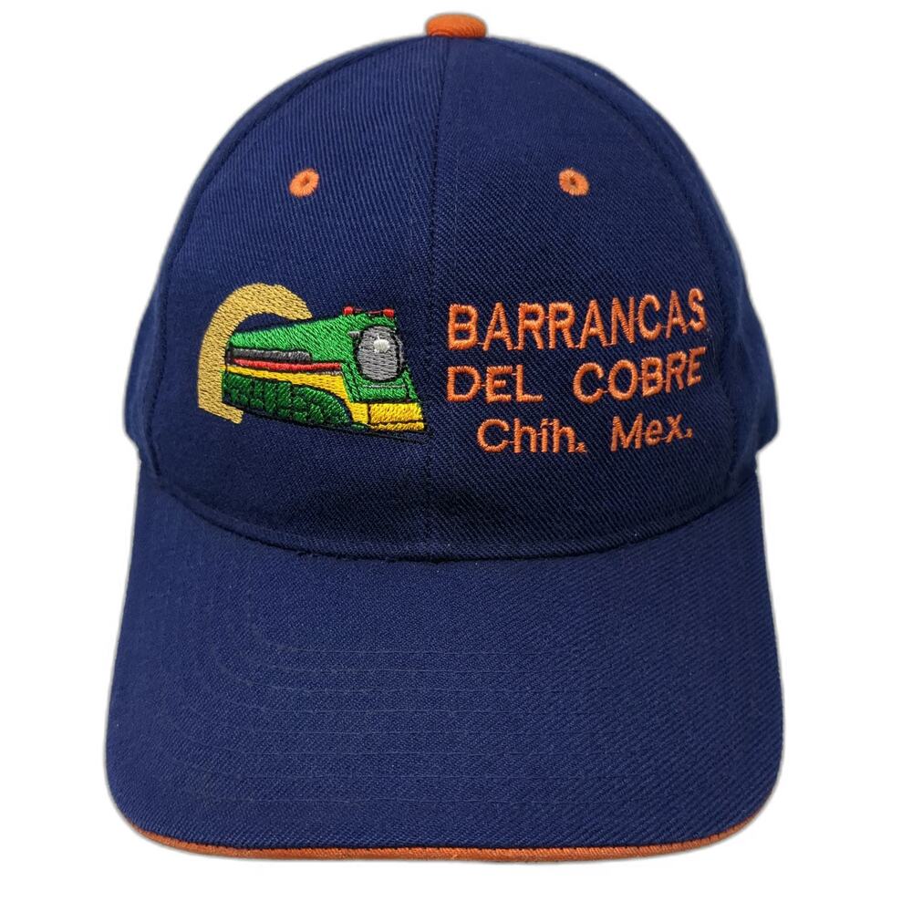 Blue Baseball Cap OSFM Barrancas del Cobre Mexico Train Strapback Hat Chihuahua